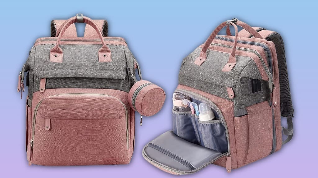 DERSTUEWE Large Capacity Diaper Bag - Multifunction Baby Backpack with a Changing Station